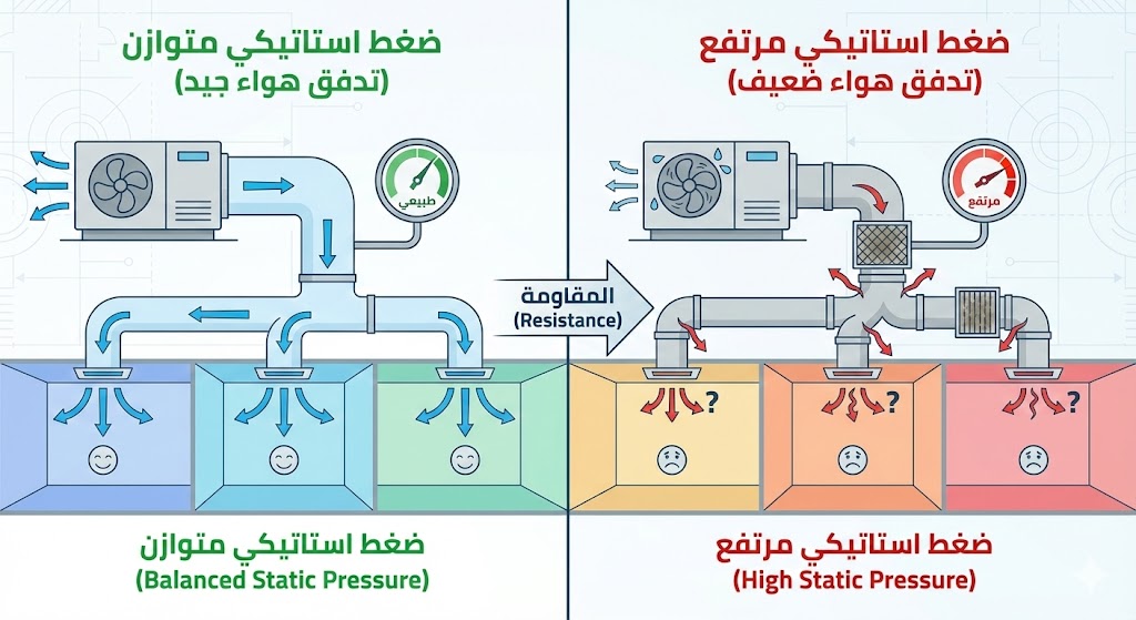 ما هو الـ Static Pressure وكيف يؤثر على توزيع الهواء؟