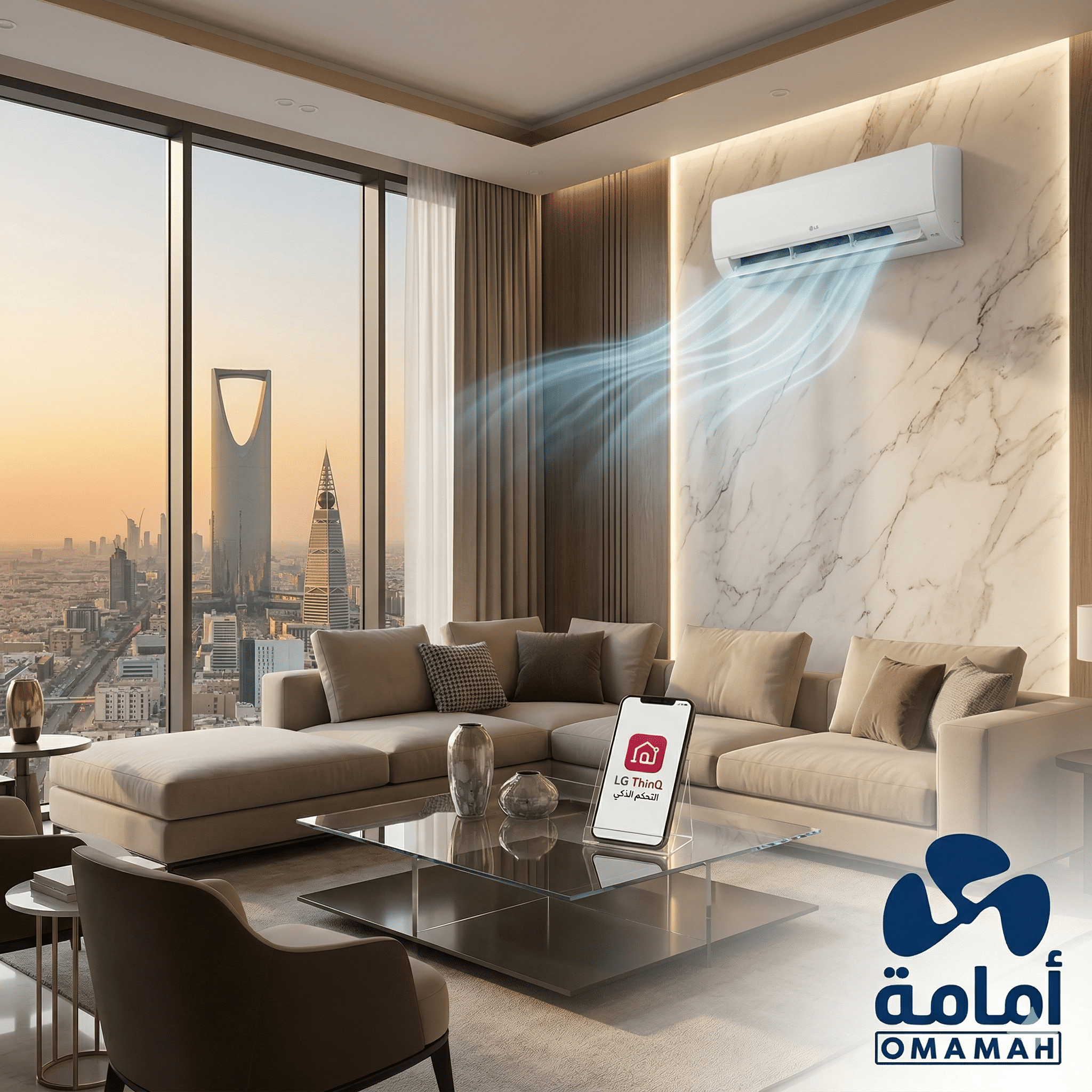 مكيفات إل جي (LG) في السعودية: تكنولوجيا الإنفرتر المزدوج والتحكم الذكي لمشروعك